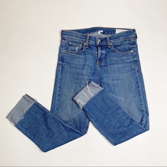 Rag & Bone The Dre Capri Boyfriend Denim Jeans In Ambra Raw Hem Size 26 - Picture 10 of 10